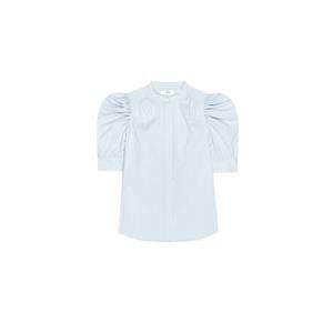 NEW FRAME women's gathered top in light chambray